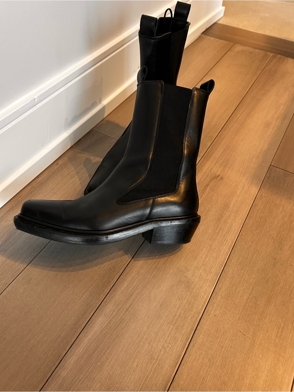 Aeyde Black Leather Chelsea Ankle Boots